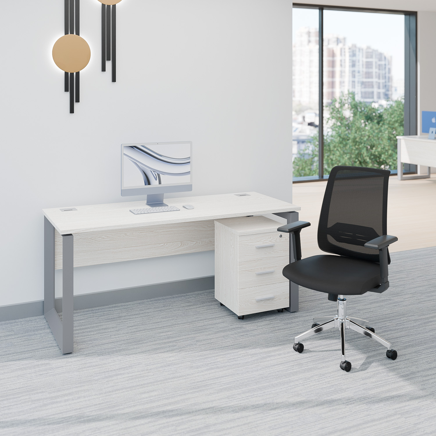 Quadra120+Cajonera-Noruega-OkB-RB-1500x1500 Pack 07 / Color Roble Blanco - Imagen 1