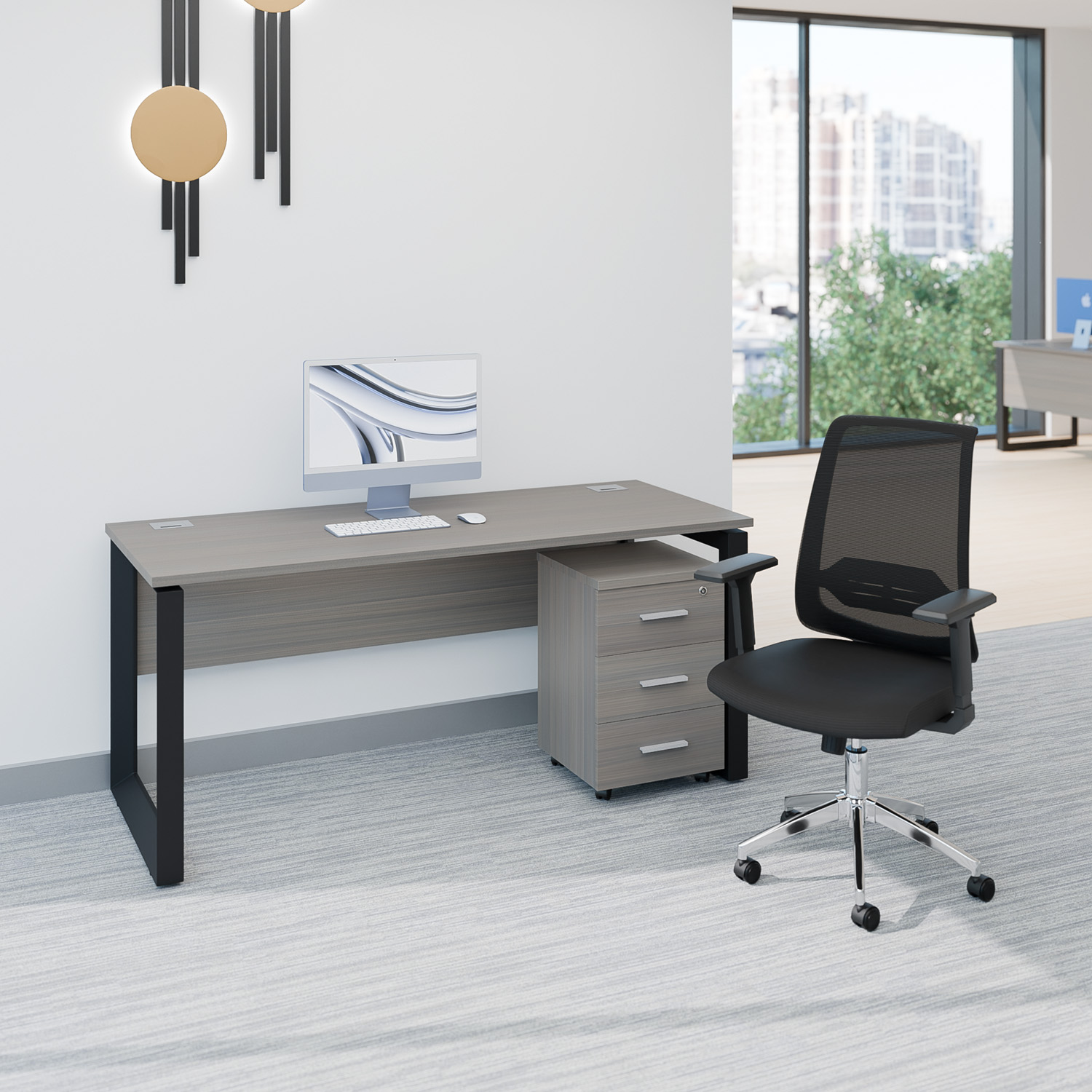 Quadra120+Cajonera-Noruega-OkB-RG-1500x1500 Pack 07 / Color Roble Gris - Imagen 1